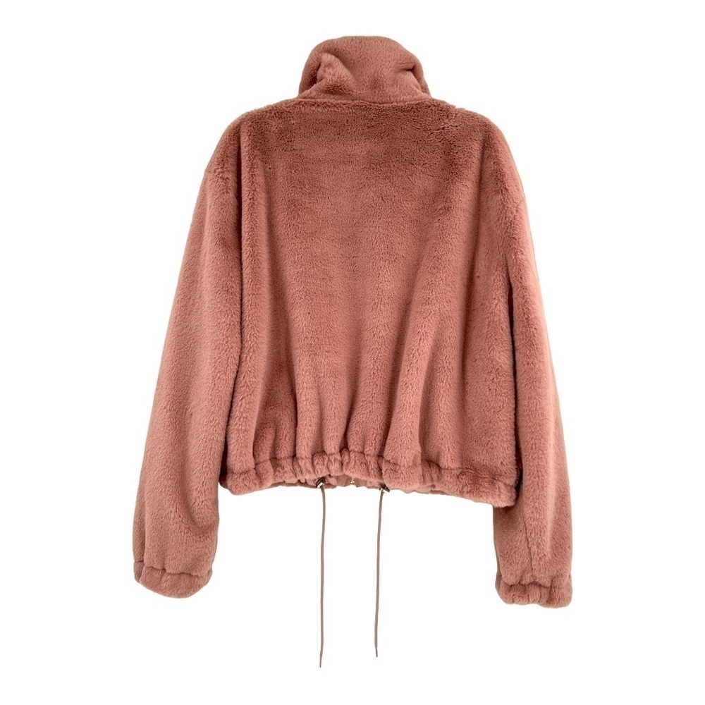Coffee Shop Dusty Pink Jacket Faux Fur zip front bomber size XL - Picture 3 of 12